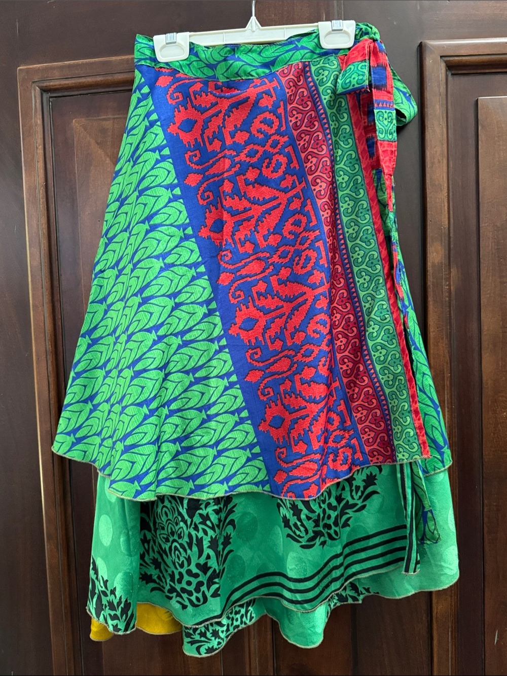 Earthbound Vibrant Green Multi-Panel Wrap Skirt